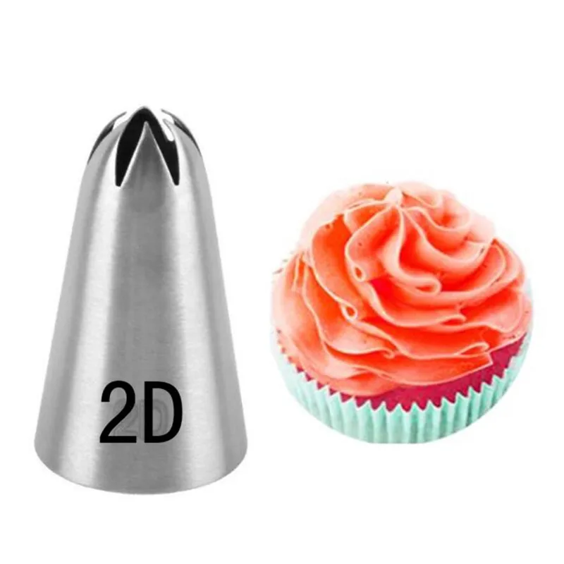 2d Rose Flower Cream Piping Nozzles Large Size Stainless Steel Cupcake