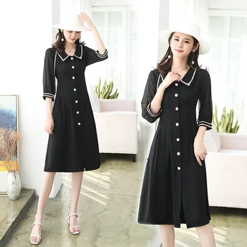 

CHOHILL 2020 Summer Women Chiffon Oversize Dresses long large loose Princess black Dress Autumn Plus Size Sundress Female 4XL