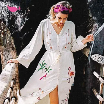 

Pocket Girl 2020 Chiffon Lace Beach Cover Up Summer Beach Wear Vestidos Playa Bathing Suit Long Cover Ups Kaftan Beach Sarong