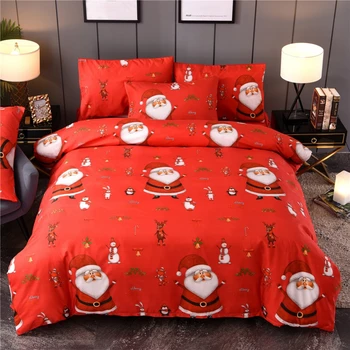 

1 Set Of Christmas Bedding Santa Claus Pattern Pillowcase Quilt Cover Houseware Christmas Theme Hotel Bed Decoration