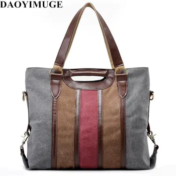 

Fashionable stripe color lady canvas bag large capacity casual shoulder bag