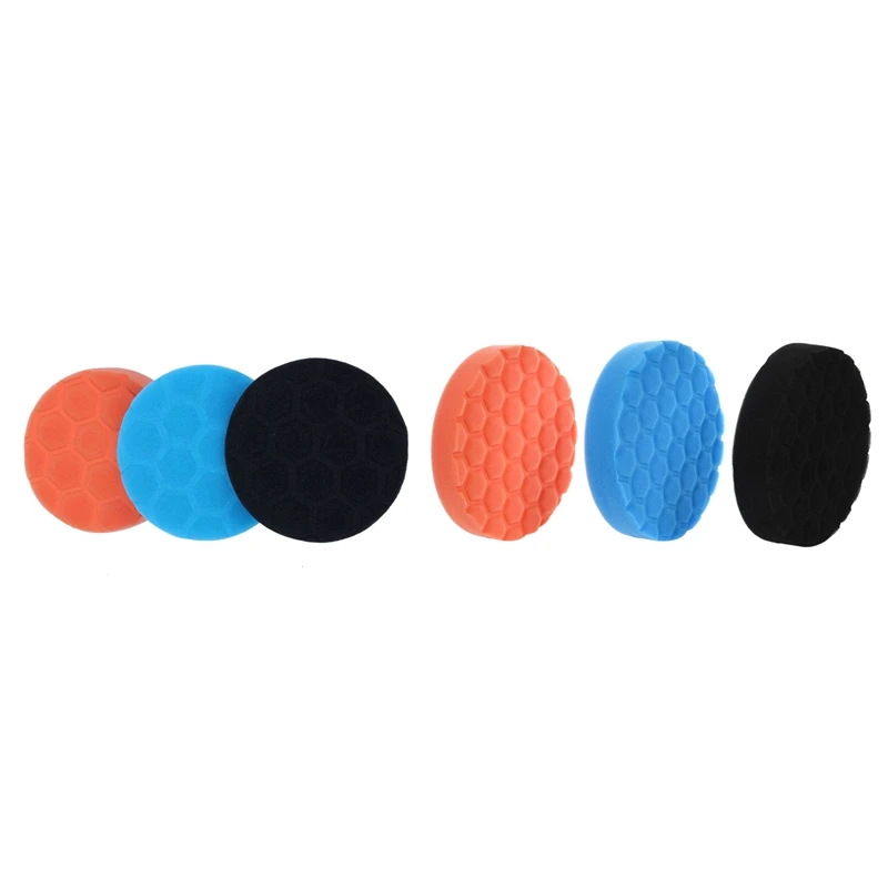 

6Pcs Hex-Logic Buff Buffering Polishing Pad Kit for Auto Car Polisher - 3Pcs 6 Inch & 3Pcs 4 Inch