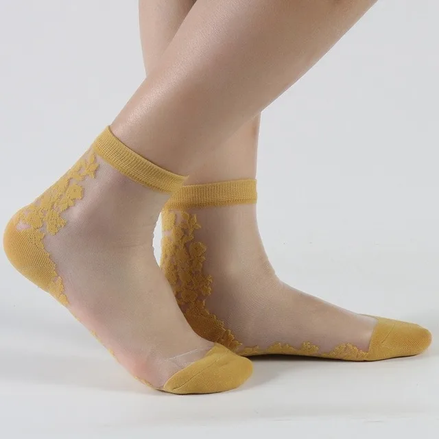Женские ультратонкие прозрачные носки с узором 6