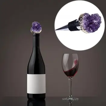

Natural Amethyst Cluster Stopper Purple Crystal Bottle Wine Stopper For Home Use Valentines Wedding Gifts Reusable Stopper