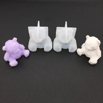 

1PCS DIY Crystal Epoxy Mirror 3D Geometric Bear Shape Handmade Crystal Epoxy Mold Handmade Epoxy Glue Creative Silicone Mold