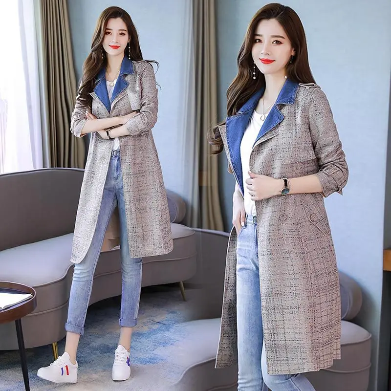 

Trench Coat Women's Mid-length Short-height 2019 Autumn Popular Waist Hugging Slimming Fashion Elegant New Style Korean-style Ea