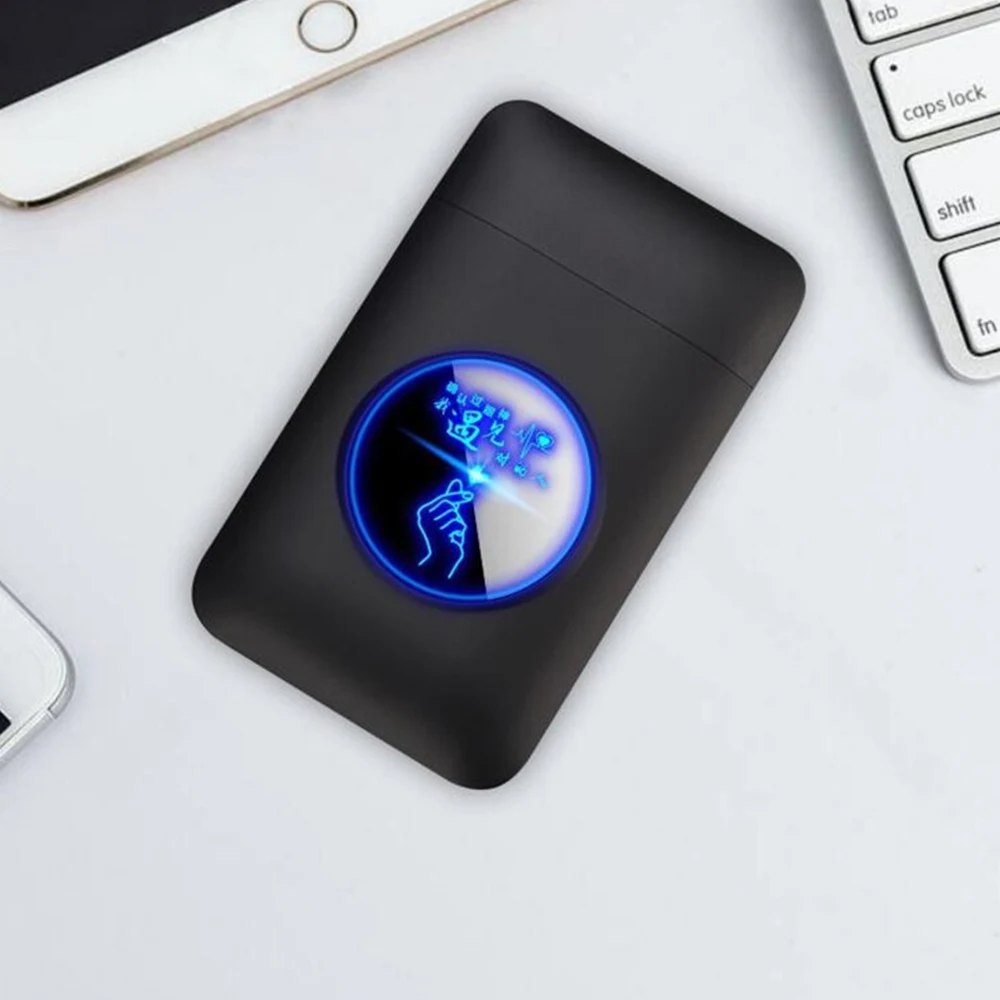 

USB lighter and cigarette box case Creative Graphic display USB charging