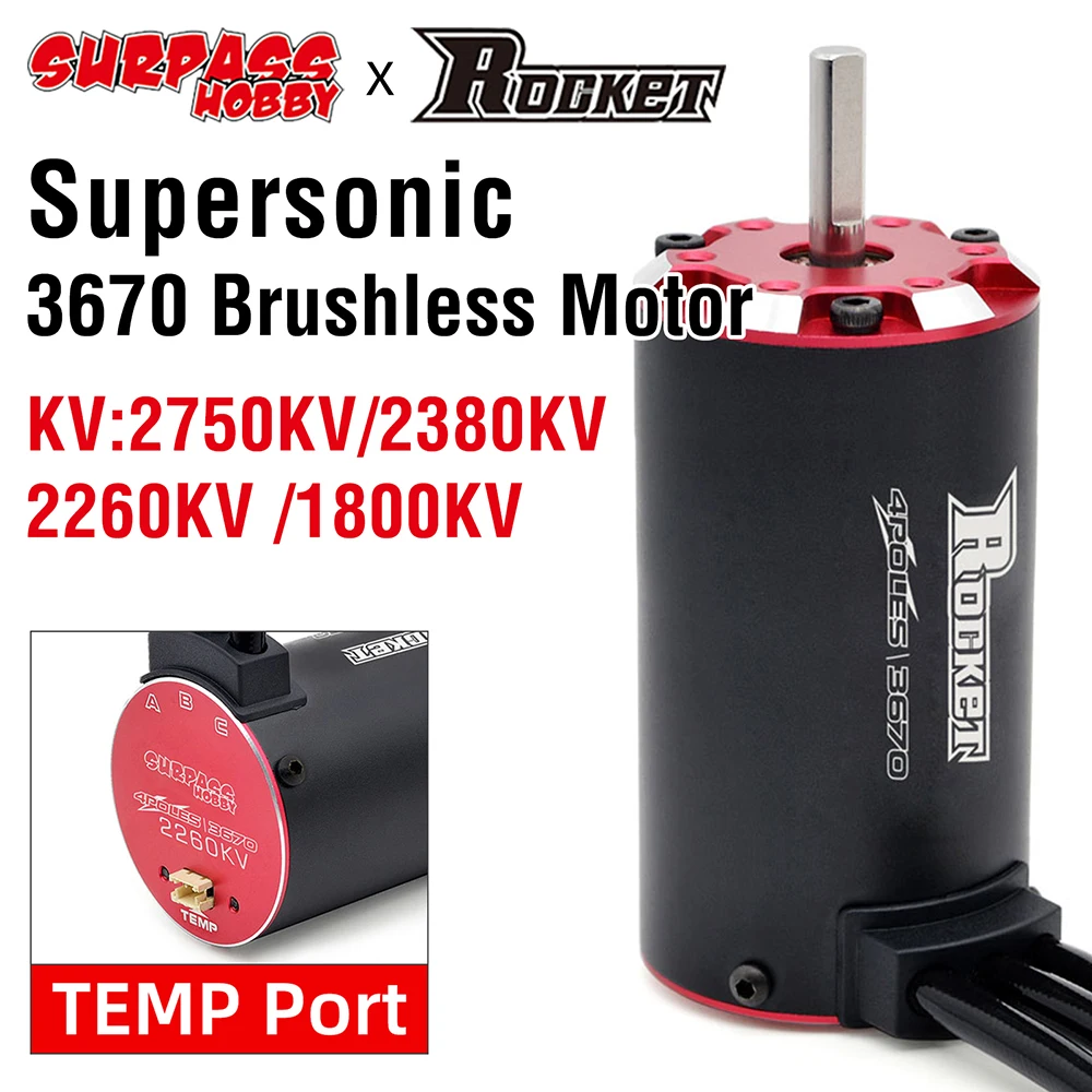 Бесщеточный двигатель Rocket Motor 3670 2750KV 2380KV 2260KV 1800KV w/Temp Sensor для 1/8 1/10 Tamiya GTR Traxxas RC Drift