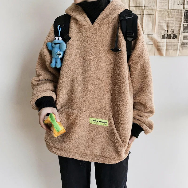 Liketkit зимние толстовки мужские 2019 свободные флисовые плотные поддельные две
