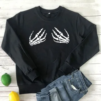 

Gothic Skull Finger Print Hoodie Oversize 4XL Sweatshirt Women Goth Black Long Sleeve White Hoodies Streetwear Casual Tops