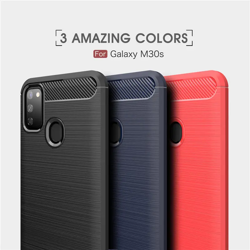 For Samsung M30S M30 M20 M10 Carbon Fiber Case Protection Soft Silicone TPU Case For Galaxy A9 A8 A7 A6 Bumper Matte Cover