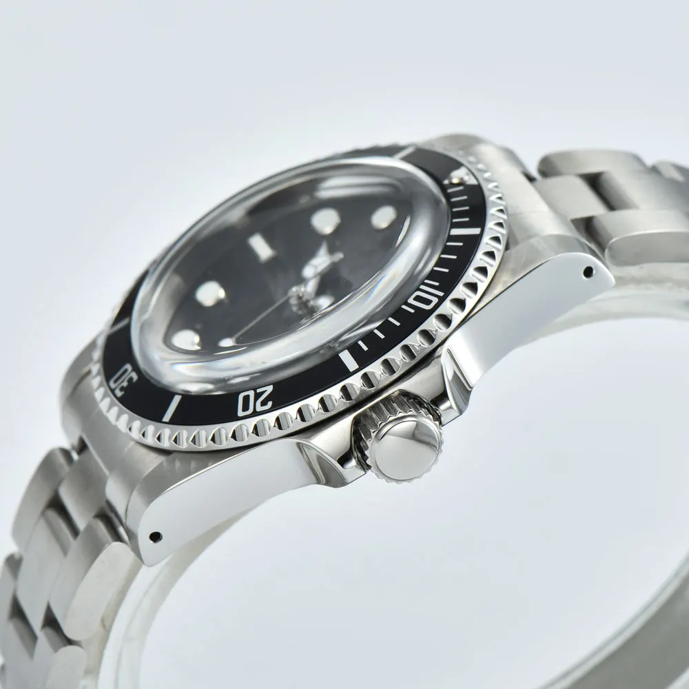 automático verde luminoso estéril dial pulseira de aço inoxidável 12