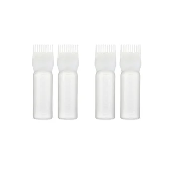 

4Pcs Hair Dye Bottle Applicator Comb Salon Hair Coloring Dyeing Bottle Rinsing Bottle (White)