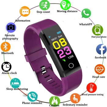 

2020 New 115 PLUS Smart Wristband Heart Rate Monitor Blood Pressure Fitness Tracker Electronic Sport Watch For Android IOS