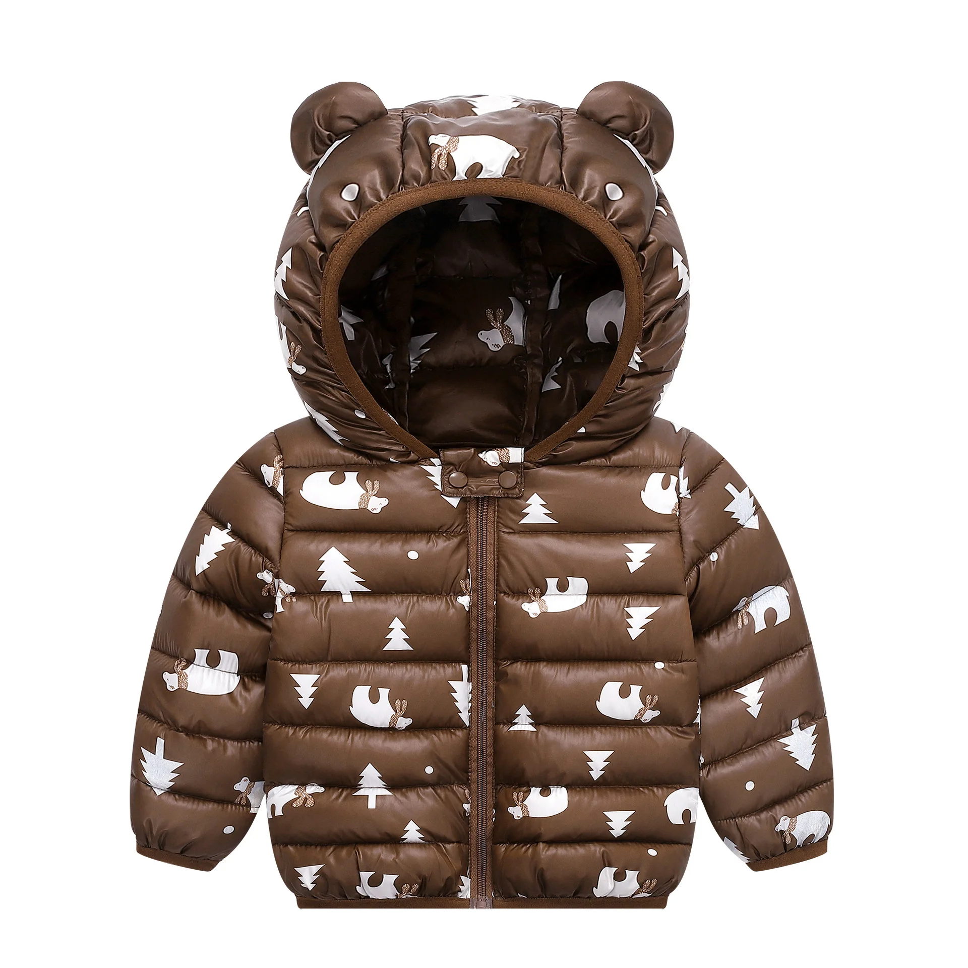 Light Brown Осенне-зимняя куртка для мальчиков пальто для девочек рождественское пальто для девочек Детская куртка с капюшоном пальто для маленьких девочек Детский пуховик - Цвет: Light Brown