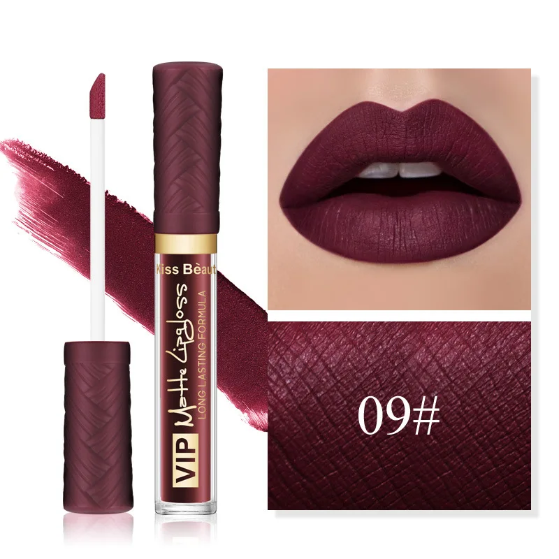 09 Kissbeauty крест-граница для матового без чашки блеск для губ 12 цветов на выбор блеск для губ помада заменитель Хай - Цвет: 09