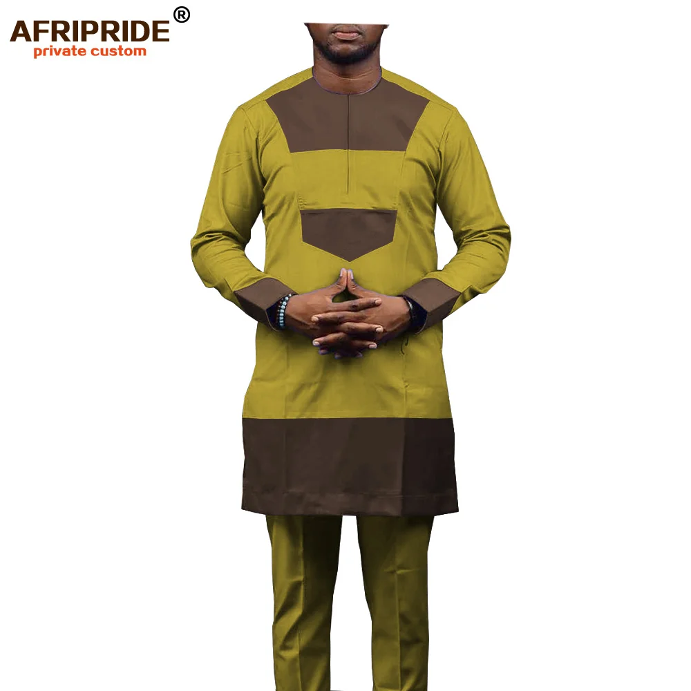 Африканский мужской костюм с рубашкой, традиционный комплект одежды, племенная верхняя одежда, повседневная одежда из 2 предметов, Дашики, Анкара, комплект A1916027 - Цвет: 4-6