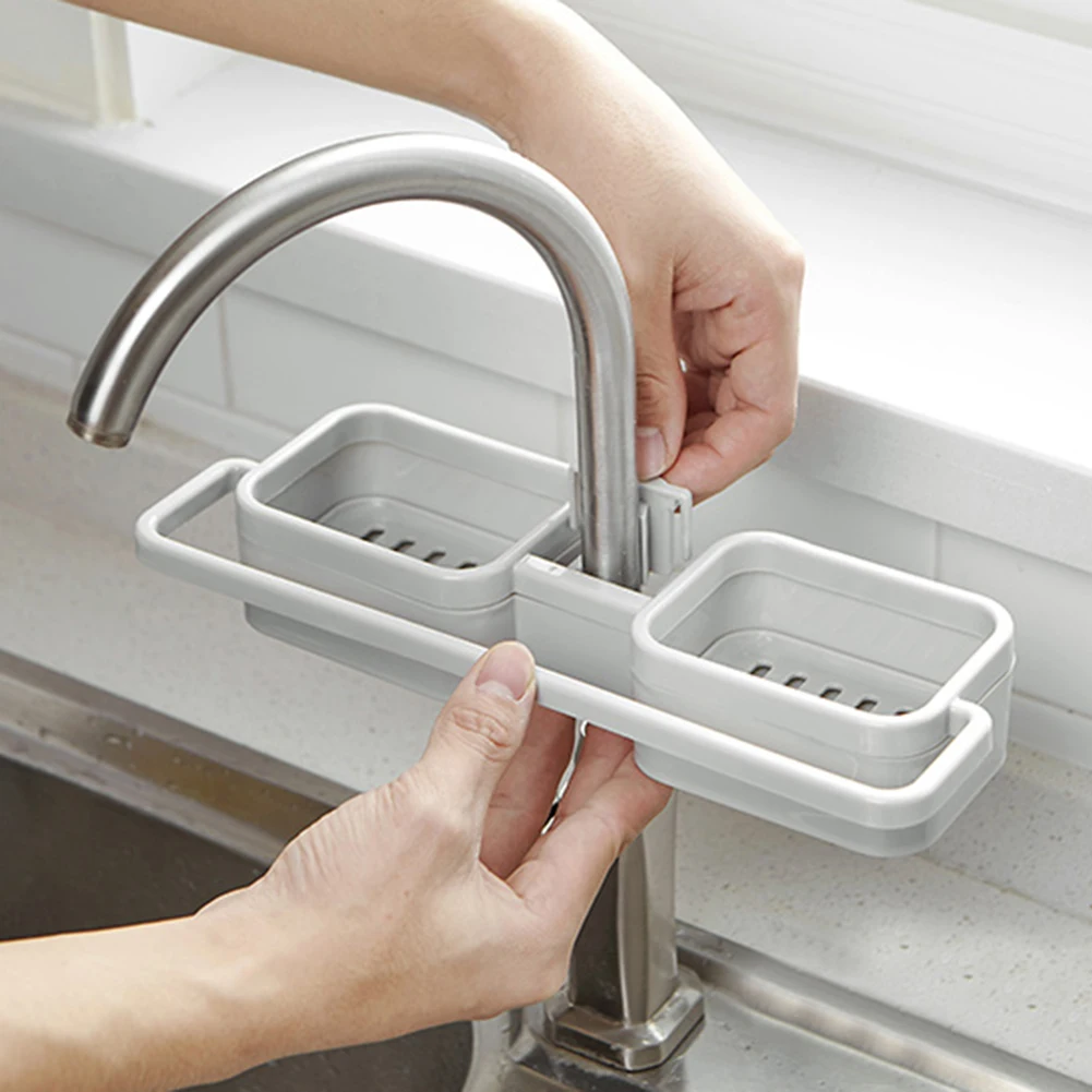 Kitchen Sink Faucet Sponge Soap Cloth Drain Rack Storage Organizer Shelf Holder Kitchen Accessories Kitchen Gadgets