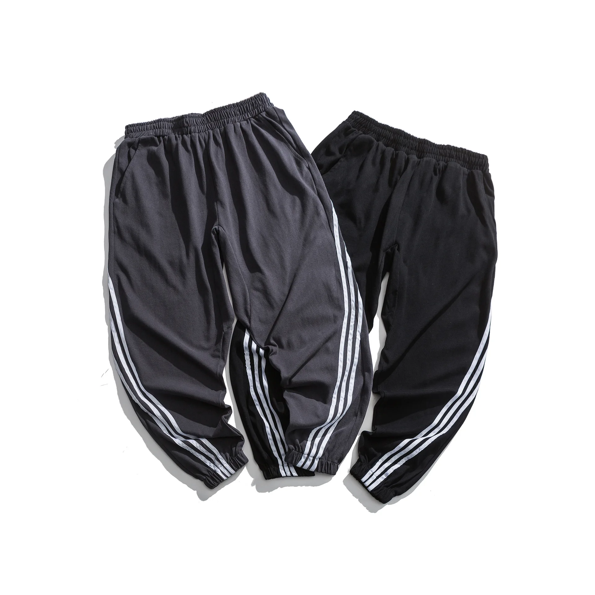 

City Where the Product 2020 Spring New Style Stripes Contrast Color Men Beam Leg Casual Pants Lace-up MEN'S Pants