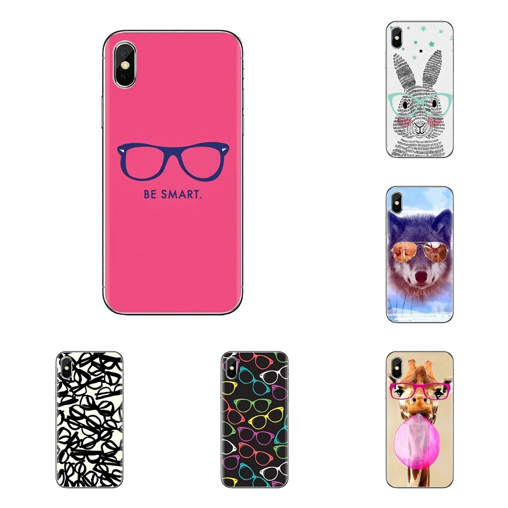 For iPhone XS Max XR X 4 4S 5 5S 5C SE 6 6S 7 8 Plus Samsung Galaxy J1 J3 J5 J7 A3 A5 Glasses Giraffe Cat lion Stripe Phone Case |