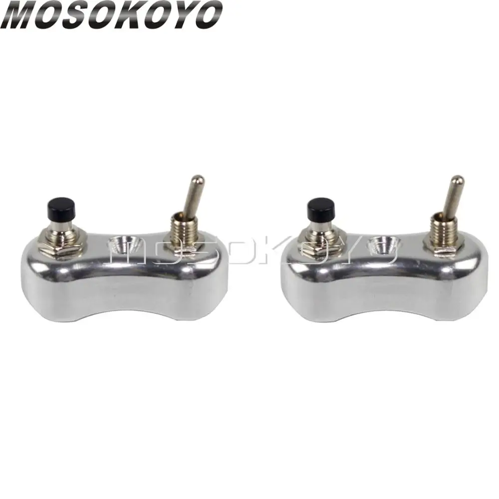 2pcs Sliver 7/" 1" Мини рычаг управления мотоциклом кнопка света мигалки переключатели звукового сигнала блок 22 мм/25 мм Бар кнопочные переключатели для кафе, Рейсер, чоппер - Цвет: 2pcs Sliver