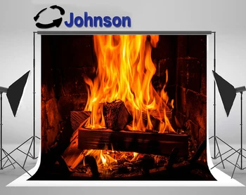 

Discount Fire Flame Exuberant Wood Fireplace backdrop Computer print wall background