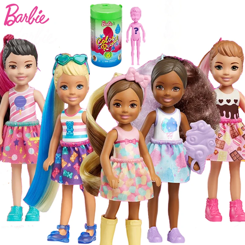 Color Reveal Barbie Dolls  Chelsea Accessories Original Dolls for Girl Surprise Discoloration Girls Toys for Children hhw83 mega barbie color reveal dolphin discovery 121 штука 5 лет