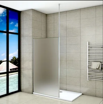 

Shower screen fixed Panel with ceiling bar, Antical 8mm frosted tempered glass
