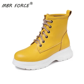 

MBR FORCE Rainbow candy colors High Quality winter warm Women ankle boots Thick bottom Platform Woman Ladies girls shoes yellow