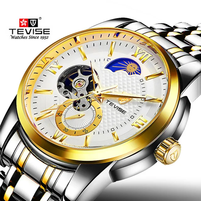 

Tevise Watch Men Automatic Mechanical Watch Fashion Stainless Steel Luxury Mens Watches Clock For Male Relogio Masculino Gift