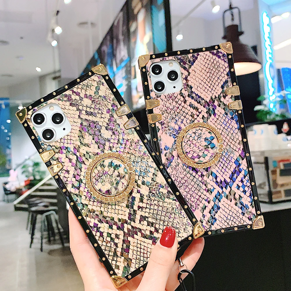 Snake Skin Case For Samsung Note10 Plus S10e S10 Plus S9 S8 Note9 Note8 A10 A20 A30 A50 A70 M20 M30 Square Gradient Color Case (6)