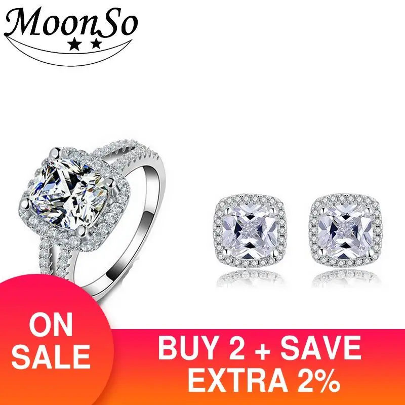 Серебряный цвет подушки кроя с цирконием ювелирное изделие в комплекте для