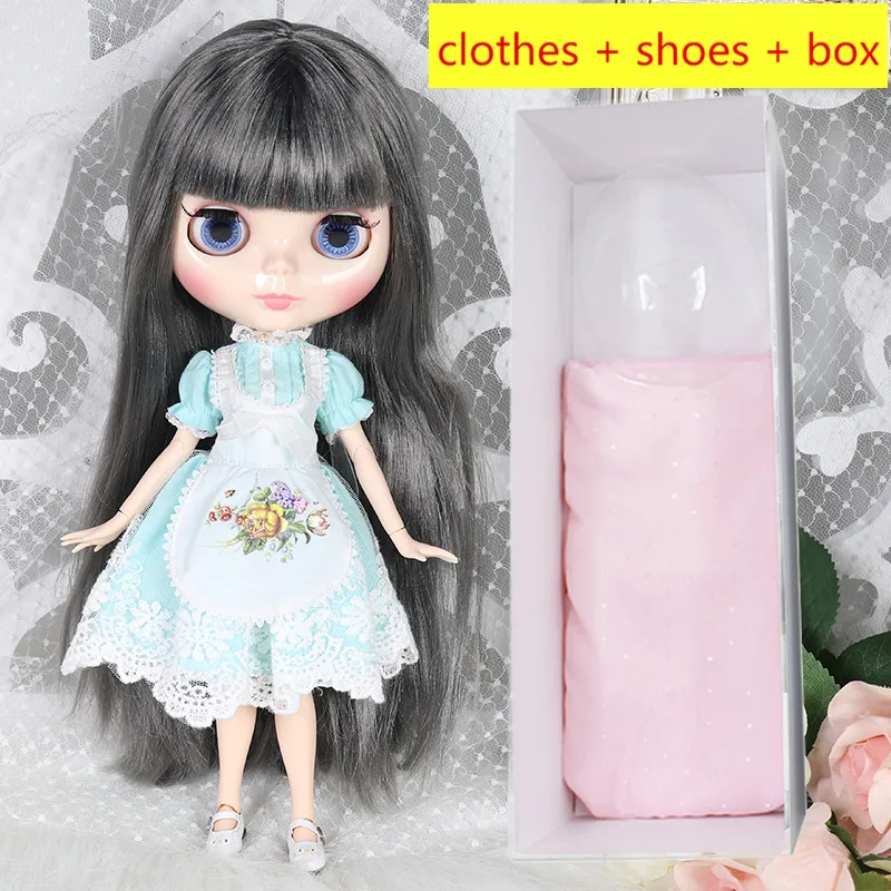 Blyth кукла 1/6 BJD 30 см 7/19 суставов белая кожа серые волосы одежда + обувь коробка