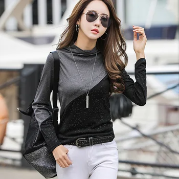 

BOBOKATEER oversized t shirt femme long sleeve t-shirt women clothes poleras mujer de moda 2020 half turtleneck tshirt women top