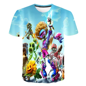 

3D Children T shirts Plants Vs Zombies Wars Boys Cartoon Game baby Boys Clothes Kids T-shirt Summer Minecrafting Camisetas