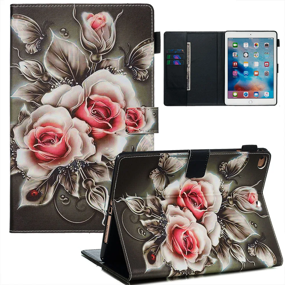 

Rose Flower Animal Flip Tablet Cases for iPad Air 3 Ultra Slim Smart PU Leather Magnetic awake sleep Cover for ipad Pro 10.5