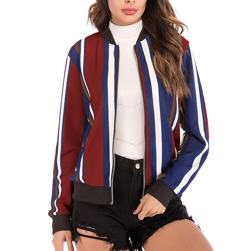 discount  Wuhaobo Fashion Retro Floral Print Women Coat Casual Zipper Up Bomber Jacket Ladies Casual Autumn O