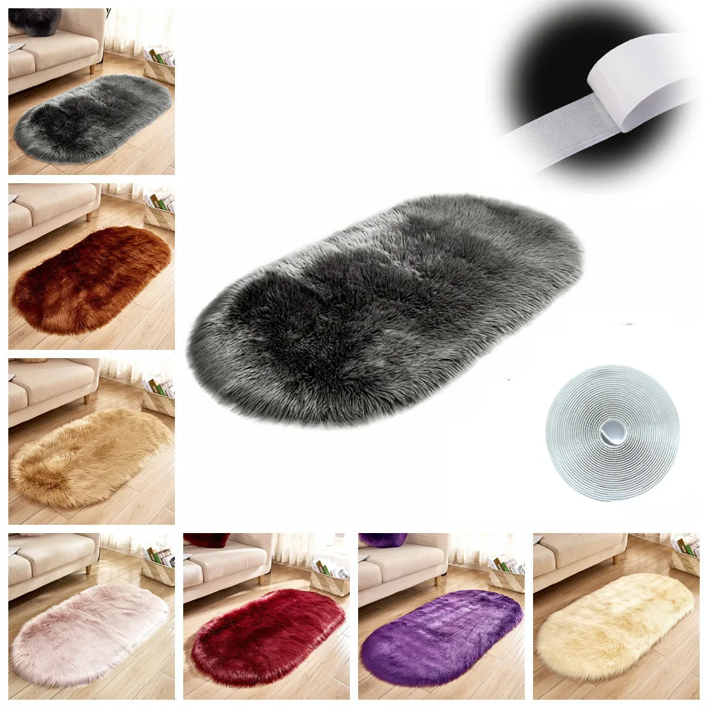 Зимний ковер из мягкой овчины, Пушистый Ковер из искусственного белого меха, мохнатый коврик для сиденья, домашний декор, длинный ворс, сплошной мат для гостиной