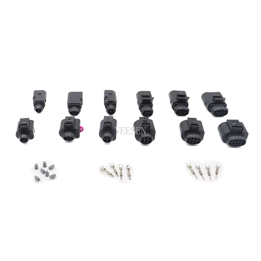 

2P/3P/4P/6P/8P/10P SET Waterproof Connector 0.5-0.8mm2 1.5 Sereis Automotive Water Temperature ABS Sensor Plug for VW Car Black