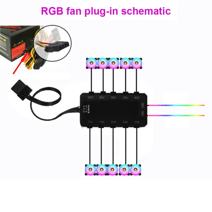 Радужные огни RGB регулируемый цветной вентилятор охлаждения 120 мм светодиодный ПК компьютер бесшумный чехол контроллер вентилятора NC99