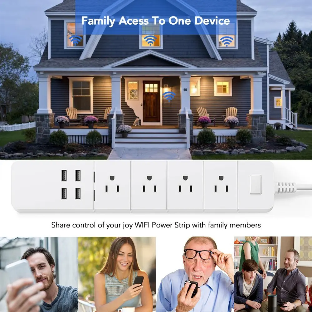 Wi-Fi Смарт-розетки Overspanningsbeveiliging 4 ONS AC стопконтакт с USB Homekit Verlengsnoer для alexa Google Thuis