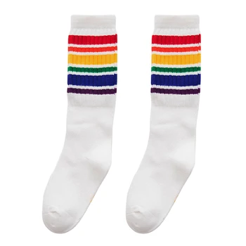 

Baby Kids Knee High Rainbow Striped Long Socks Warm Cotton Boy Girl Socks