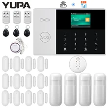 Système d'alarme de sécurité PG105, wi fi, GSM, écran graphique couleur 2.4 ", avec détecteur PIR, sirène, capteur de porte, télécommande RFID