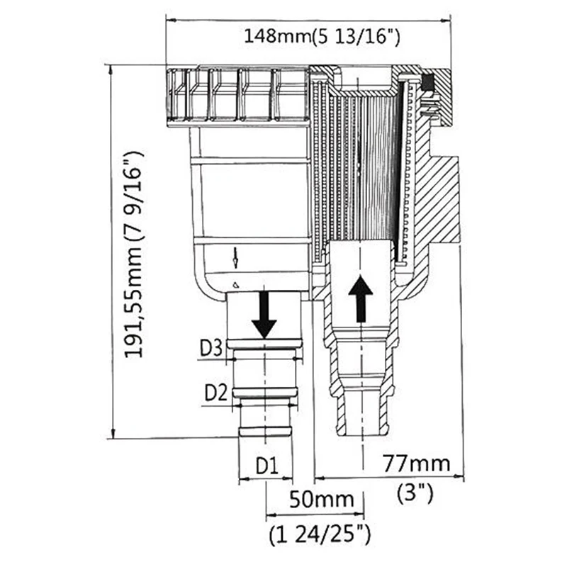 Морской Двигатель фильтр морской воды дренажный насос каяк рафтинг гребли рафтинг аксессуар защита двигателя лодка Впускной сырой морской воды Straine