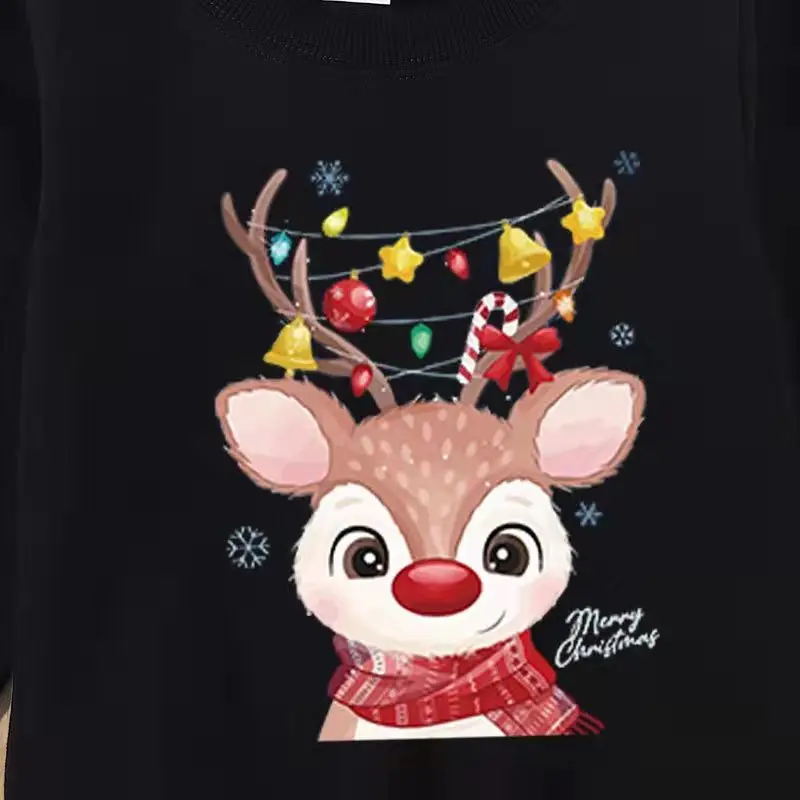 Christmas Deer Family Matching Sweaters Autumn Father Mother & Children Cotton Sweatshirts Mom Baby Mommy and Me Xmas Clothes