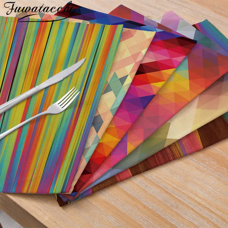 

Fuwatacchi Colorful Pattern Tableware Durable Dinner Table Placemat Tea Party Kitchen Accessories Bowl Cup Pads Drink Coasters