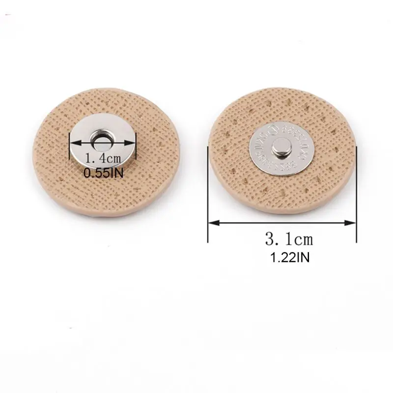 Circle Sew-on Magnetic Button Bag Wallet Clasp Snaps Metal Fastener Sewing Craft DIY Patchwork Lock Accessories Beige Kimnny Magnetic Buckle