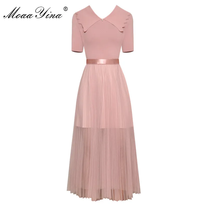 MoaaYina модный дизайнерский комплект весна лето Женский трикотажный топ с