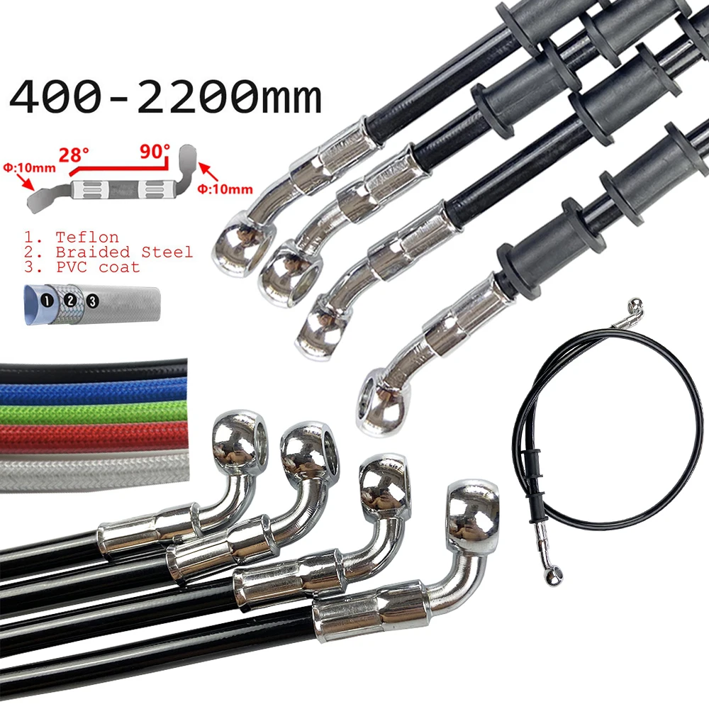 AN3 Braided Brake Hose Motorcycle Racing Bike Pitbike Street Bike ATV Reinforced Stainless Steel Brake Clutch DOT Oil Pipe Line