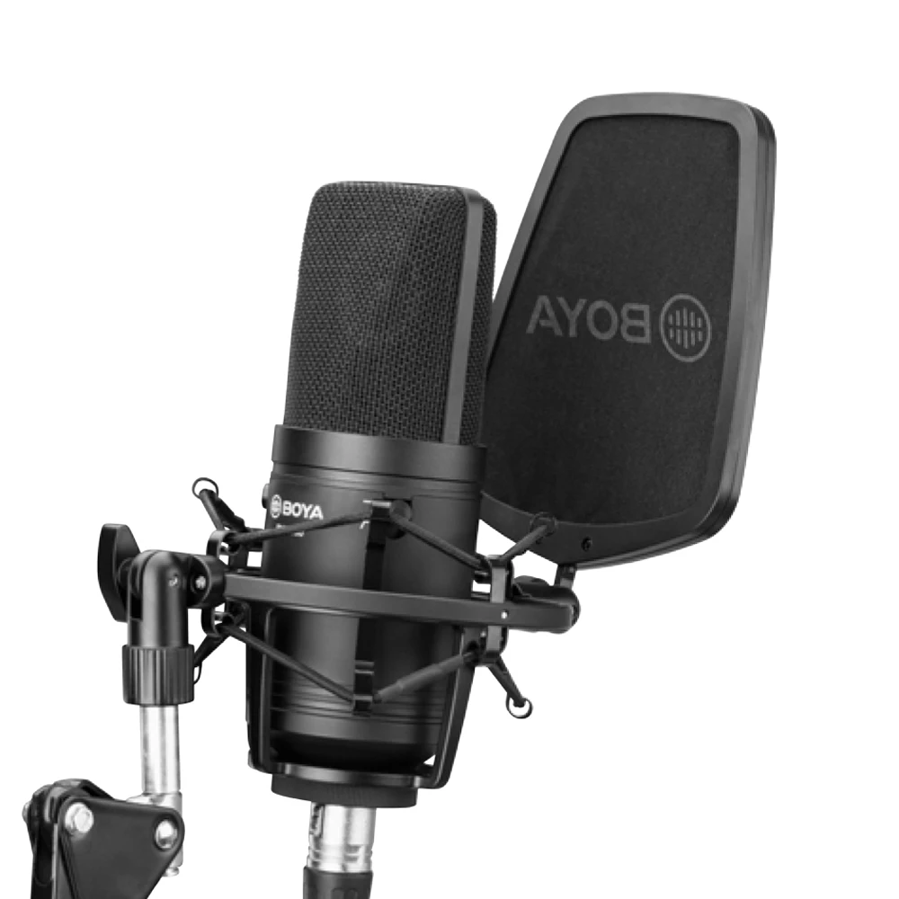 BOYA BY-M800, большой Мембранный Микрофон, кардиоидный низкорезной фильтр, конденсаторный микрофон для голосового инструмента, гитары, фортепиано, студийная запись